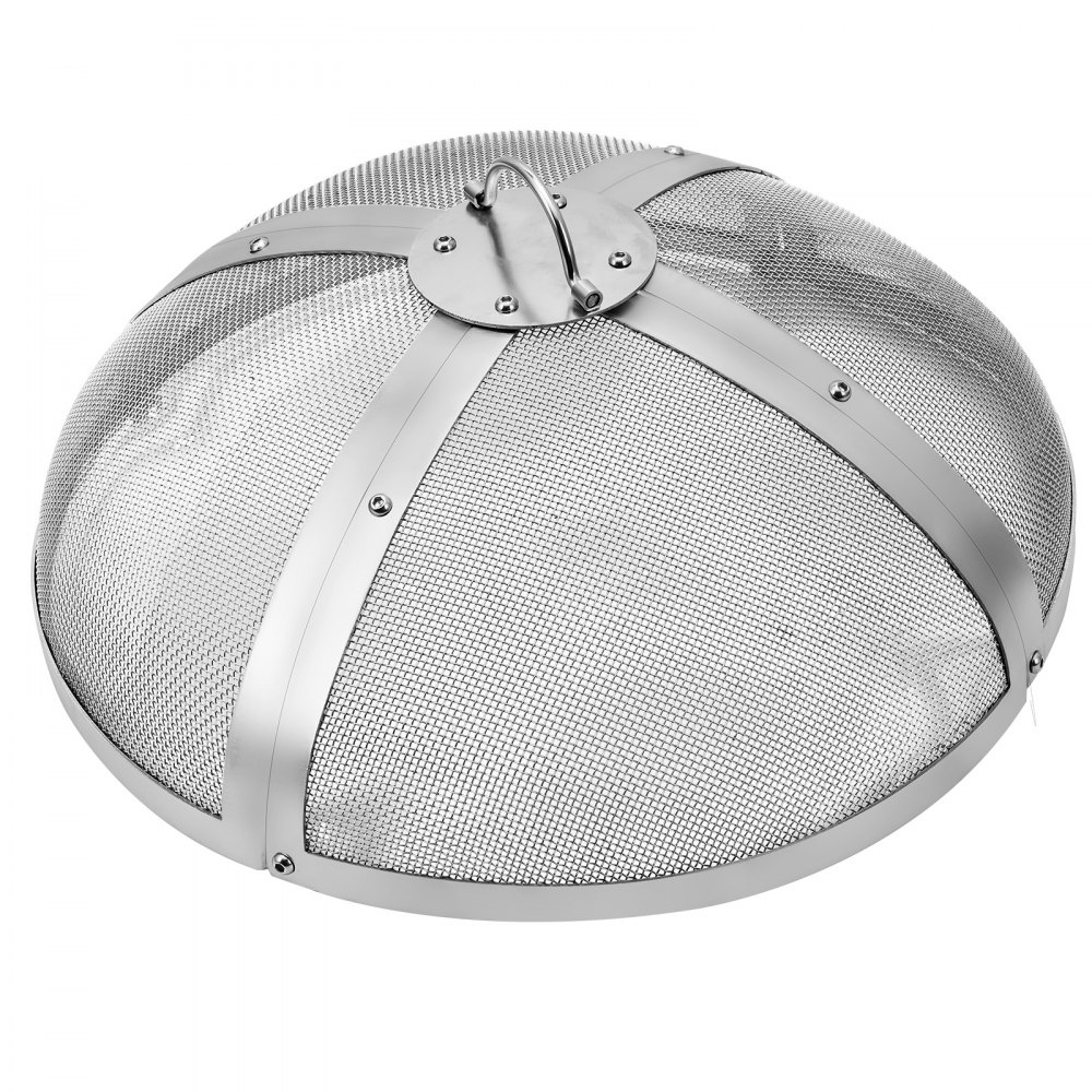 VEVOR Fire Pit Spark Screen Round 20", Reinforced Heavy Duty Steel Metal Cover, Outdoor Firepit Lid, Easy-Opening Top Screen Covers Round with Ring Handle for Outdoor Patio Fire Pits Backyard