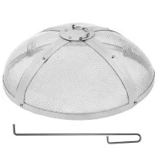 VEVOR Fire Pit Spark Screen Round 20", Reinforced Heavy Duty Steel Metal Cover, Outdoor Firepit Lid, Easy-Opening Top Screen Covers Round with Ring Handle for Outdoor Patio Fire Pits Backyard