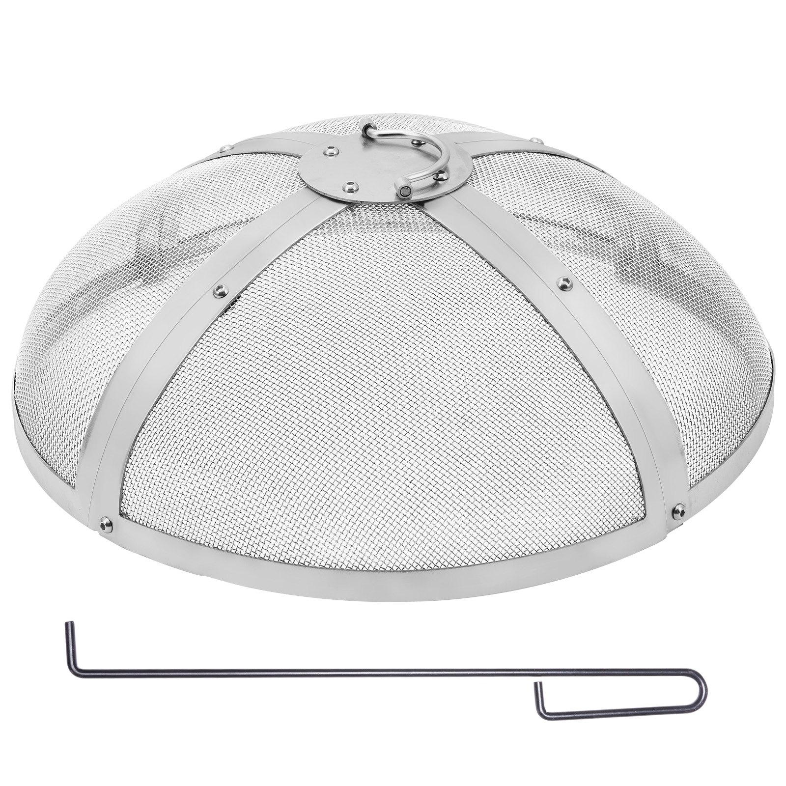 VEVOR Fire Pit Spark Screen Round 20", Reinforced Heavy Duty Steel Metal Cover, Outdoor Firepit Lid, Easy-Opening Top Screen Covers Round with Ring Handle for Outdoor Patio Fire Pits Backyard