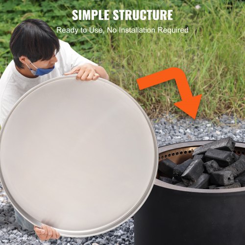 VEVOR Fire Pit Cover Lid, 20" Portable Firepit Spark Screen,Stainless Steel Steel Metal Cover, Easy-Opening Outdoor Wood Burning and Camping Stove Accessory, for Outdoor Patio Fire Pits Backyard