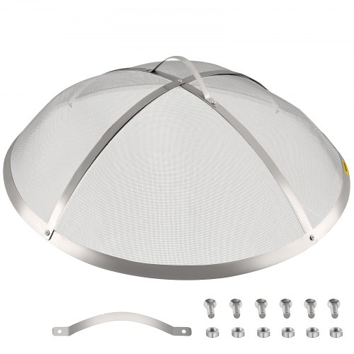 VEVOR Fire Pit Spark Screen, 30 pulgadas de diámetro Spark Screen Cover, Firepit Mesh Screen de acero inoxidable, Round Spark Screen con asa, Mesh Design Spark Guard Perfecto para Fire Pit de patio