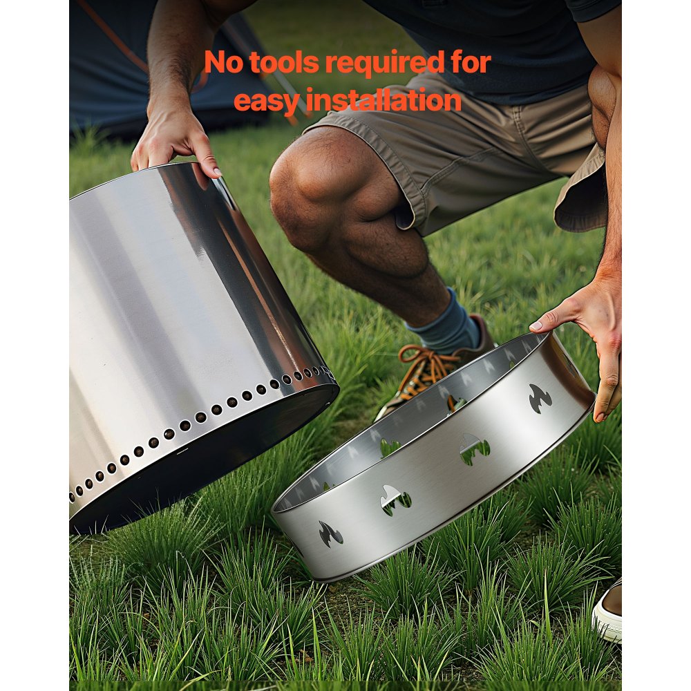 VEVOR Fire Pit Stand for Solo Stove Bonfire, 49.5 cm Smokeless Fire Pit Ring, Stainless Steel Fireplace Stove Support Frame Accessory, Portable Outdoor Camping Holder Tools for Fireplace