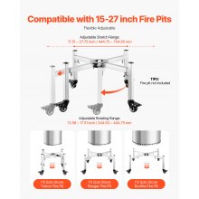 Fire Pit Stand 15-27 Inch Adjustable with 4 Casters for Solo Stove Bonfire