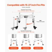 Fire Pit Stand 15-27 Inch Adjustable with 4 Casters for Solo Stove Bonfire