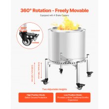 Fire Pit Stand 15-27 Inch Adjustable with 4 Casters for Solo Stove Bonfire