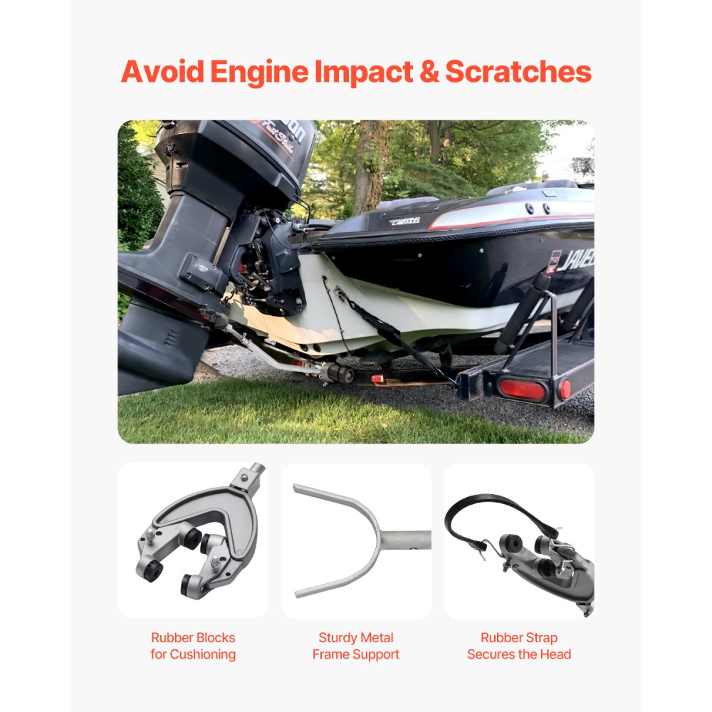 VEVOR Transom Saver, 26.9-62.2 in, Adjustable Boat Transom Saver with Heavy-Duty Head, Corrosion-Resistant Easy-to-Install Transom Savers for Less Than 150 HP Outboard Motor , Fit for Roller & Trailer