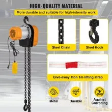 VEVOR Electric Chain Hoist, 1100lbs Winch with 10FT Wired Remote Control, 110V Overhead Crane Garage Ceiling Pulley, 1300W Lifting Power System w/Emergency Stop Switch, 15 Feet Max. Pulling Height