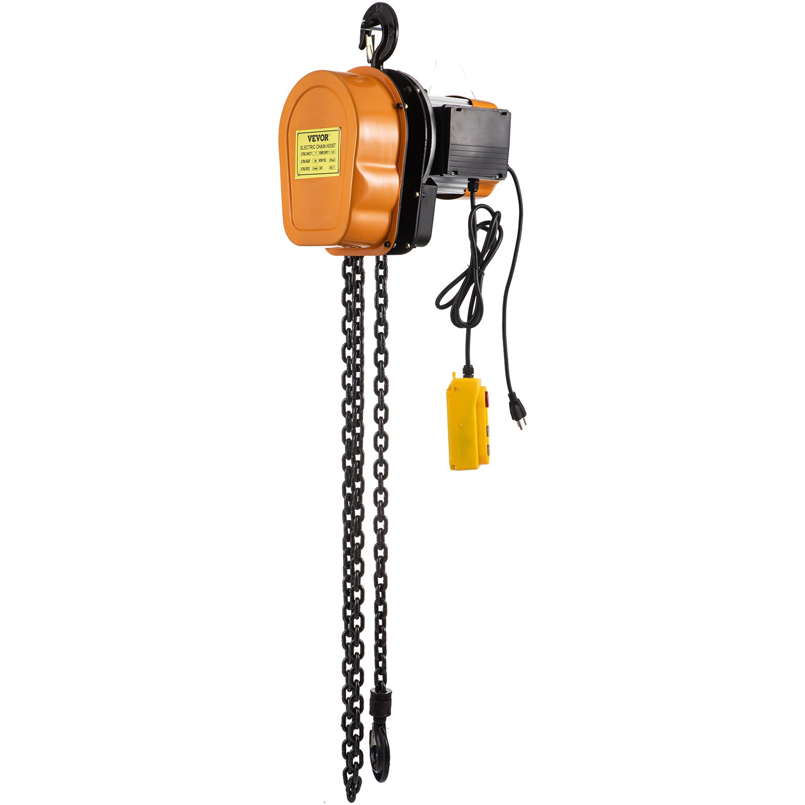 VEVOR Electric Chain Hoist, 1100lbs Winch with 10FT Wired Remote Control, 110V Overhead Crane Garage Ceiling Pulley, 1300W Lifting Power System with Emergency Stop Switch, 15 Feet Max. Pulling Height