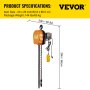 VEVOR Electric Chain Hoist, 2200lbs Winch with 3 m Wired Remote Control, 110V Overhead Crane Garage Ceiling Pulley, 1300W Lifting Power System with Emergency Stop Switch, 10 Feet Max. Pulling Height