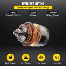 VEVOR Electric Chain Hoist, 2200lbs Winch with 3 m Wired Remote Control, 110V Overhead Crane Garage Ceiling Pulley, 1300W Lifting Power System with Emergency Stop Switch, 10 Feet Max. Pulling Height
