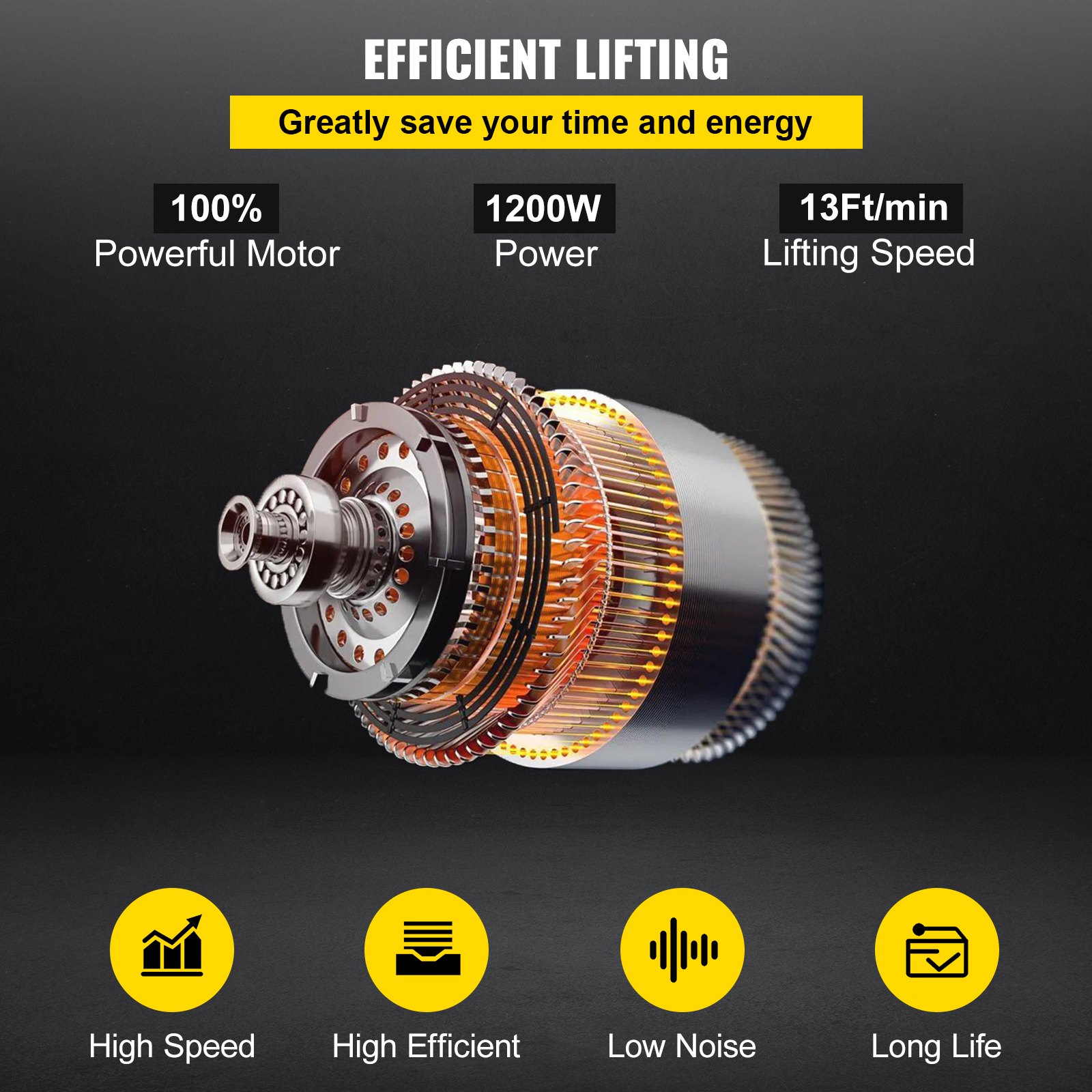 VEVOR Electric Chain Hoist, 2200lbs Winch with 3 m Wired Remote Control, 110V Overhead Crane Garage Ceiling Pulley, 1300W Lifting Power System with Emergency Stop Switch, 10 Feet Max. Pulling Height