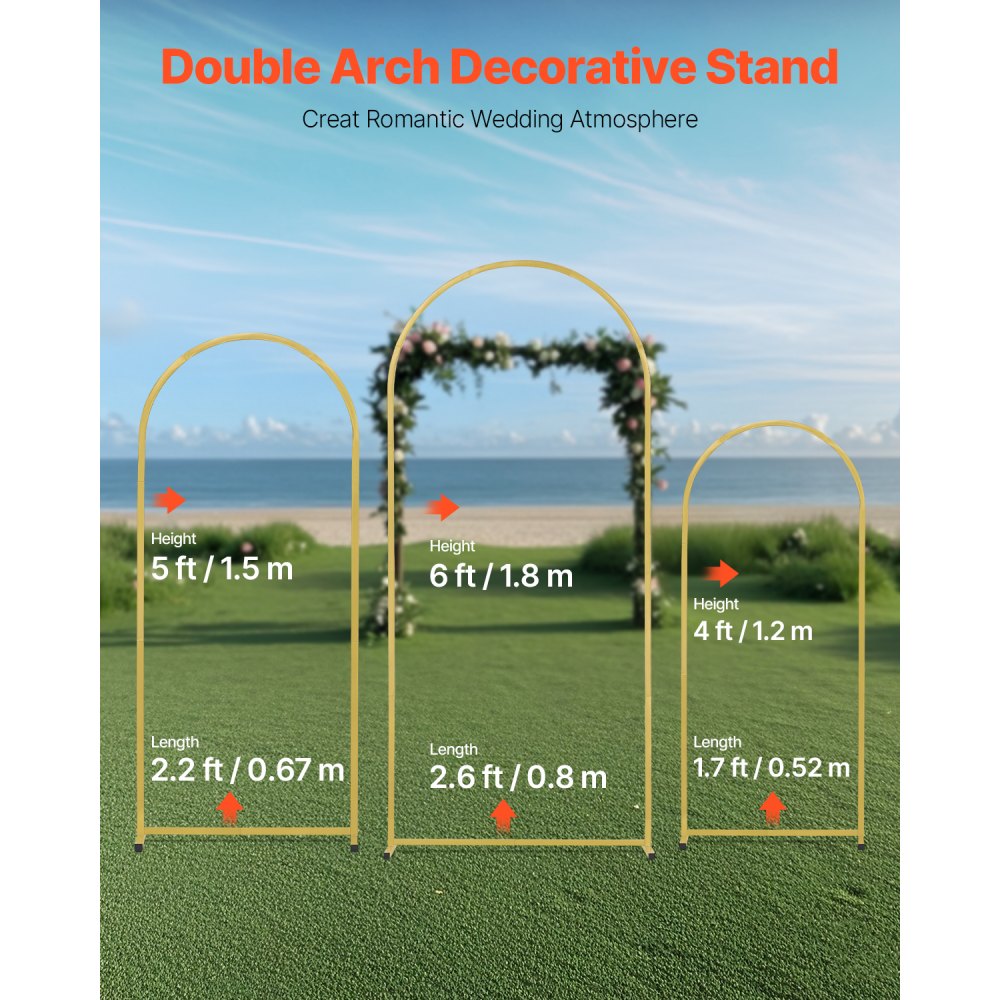 VEVOR Metal Arch Backdrop Stand Set med 3 stativ med fodralanslutning för bröllop