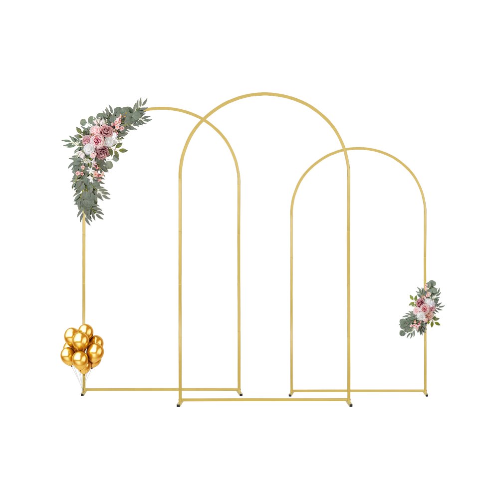 VEVOR Metal Arch Backdrop Stand Set of 3 Stand with Case Connection for Wedding