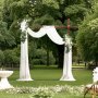 VEVOR Artificial Wedding Arch Flowers Kit, White Wedding Arch Flowers with Drapes Kit (Pack of 3) - 2 Pcs Floral Arrangement, 1 Pcs Sheer Drapes, for Ceremony Bouquets Reception Backdrop Decoration