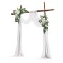 VEVOR Artificial Wedding Arch Flowers Kit, White Wedding Arch Flowers with Drapes Kit (Pack of 3) - 2 Pcs Floral Arrangement, 1 Pcs Sheer Drapes, for Ceremony Bouquets Reception Backdrop Decoration