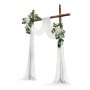 VEVOR Artificial Wedding Arch Flowers Kit, White Wedding Arch Flowers with Drapes Kit (Pack of 3) - 2 Pcs Floral Arrangement, 1 Pcs Sheer Drapes, for Ceremony Bouquets Reception Backdrop Decoration
