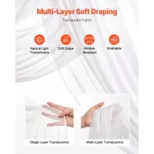VEVOR Artificial Wedding Arch Flowers Kit (Pack of 3) with 21Ft Wedding Arch Draping Fabric,Arch Flowers for Wedding Ceremony and Reception Backdrop Wedding Decoration (White)