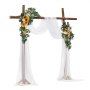 VEVOR Artificial Wedding Arch Flowers Kit, Yellow Wedding Arch Flowers with Drapes Kit (Pack of 3) - 2 Pcs Floral Arrangement, 1 Pcs Sheer Drapes, for Ceremony Bouquets Reception Backdrop Decoration