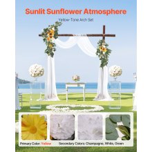 VEVOR Artificial Wedding Arch Flowers Kit Yellow With 2 Pcs Flowers 1 Pcs Drapes