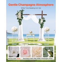 Artificial Wedding Arch Flowers Kit White With 2 Pcs Flowers 2 Pcs Drapes