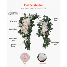 VEVOR Artificial Wedding Arch Flowers Kit White With 2 Pcs Flowers 2 Pcs Drapes