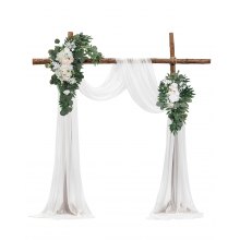 VEVOR Artificial Wedding Arch Flowers Kit White With 2 Pcs Flowers 2 Pcs Drapes