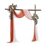 VEVOR Kit de arcos de flores artificiales para boda, color naranja con cortinas (paquete de 4) - 2 arreglos florales, 2 cortinas transparentes, para ramos de ceremonia, decoración de fondo de recepción