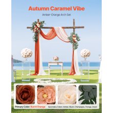 VEVOR Artificial Wedding Arch Flowers Kit Orange With 2 Pcs Flowers 2 Pcs Drapes