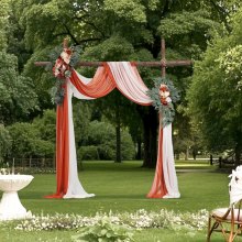 Artificial Wedding Arch Flowers Kit Orange With 2 Pcs Flowers 2 Pcs Drapes