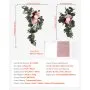 VEVOR Artificial Wedding Arch Flowers Kit, Pink Wedding Arch Flowers with Drapes Kit (Pack of 4) - 2 Pcs Floral Arrangement, 2 Pcs Sheer Drapes, for Ceremony Bouquets Reception Backdrop Decoration