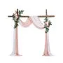 VEVOR Artificial Wedding Arch Flowers Kit, Pink Wedding Arch Flowers with Drapes Kit (Pack of 4) - 2 Pcs Floral Arrangement, 2 Pcs Sheer Drapes, for Ceremony Bouquets Reception Backdrop Decoration