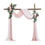 VEVOR Artificial Wedding Arch Flowers Kit, Pink Wedding Arch Flowers with Drapes Kit (Pack of 4) - 2 Pcs Floral Arrangement, 2 Pcs Sheer Drapes, for Ceremony Bouquets Reception Backdrop Decoration
