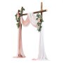 VEVOR Artificial Wedding Arch Flowers Kit, Pink Wedding Arch Flowers with Drapes Kit (Pack of 4) - 2 Pcs Floral Arrangement, 2 Pcs Sheer Drapes, for Ceremony Bouquets Reception Backdrop Decoration