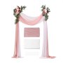 VEVOR Artificial Wedding Arch Flowers Kit, Pink Wedding Arch Flowers with Drapes Kit (Pack of 4) - 2 Pcs Floral Arrangement, 2 Pcs Sheer Drapes, for Ceremony Bouquets Reception Backdrop Decoration