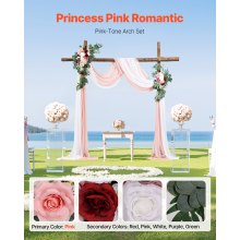 Artificial Wedding Arch Flowers Kit Pink With 2 Pcs Flowers 2 Pcs Drapes