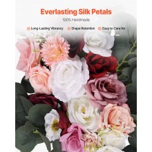 VEVOR Artificial Wedding Arch Flowers Kit Pink With 2 Pcs Flowers 2 Pcs Drapes