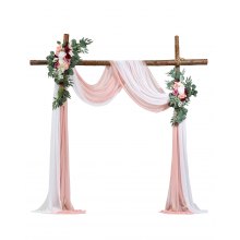 Artificial Wedding Arch Flowers Kit Pink With 2 Pcs Flowers 2 Pcs Drapes