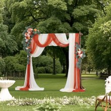 Artificial Wedding Arch Flowers Kit Orange With 2 Pcs Flowers 3 Pcs Drapes