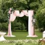 VEVOR Artificial Wedding Arch Flowers Kit, Pink Wedding Arch Flowers with Drapes Kit (Pack of 5) - 2 Pcs Floral Arrangement, 3 Pcs Sheer Drapes, for Ceremony Bouquets Reception Backdrop Decoration