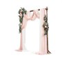 VEVOR Artificial Wedding Arch Flowers Kit, Pink Wedding Arch Flowers with Drapes Kit (Pack of 5) - 2 Pcs Floral Arrangement, 3 Pcs Sheer Drapes, for Ceremony Bouquets Reception Backdrop Decoration