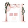 VEVOR Artificial Wedding Arch Flowers Kit, Pink Wedding Arch Flowers with Drapes Kit (Pack of 5) - 2 Pcs Floral Arrangement, 3 Pcs Sheer Drapes, for Ceremony Bouquets Reception Backdrop Decoration