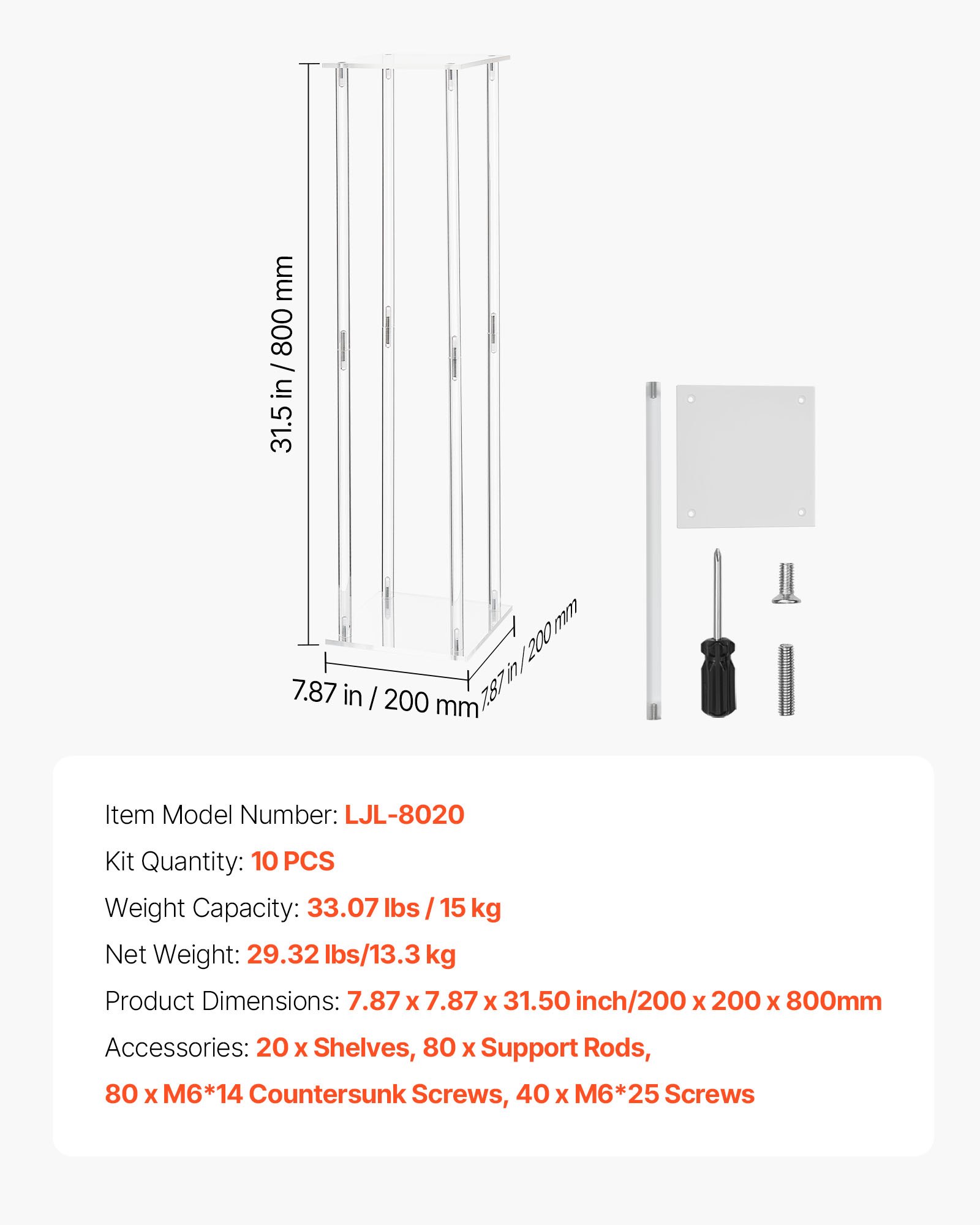 VEVOR Wedding Flower Stand, 10PCS 80cm Column Flower Stand, Floral Stands with Acrylic Laminate, Cylindrical Cubic Floral Display Rack for Wedding, Party, Birthday, Home, Centerpiece Stands