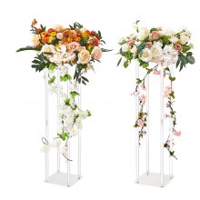 VEVOR 2PCS 31.5inch/80cm High Wedding Flower Stand, With Acrylic Laminate,Acrylic Vase Column Geometric Centerpiece Stands, Floral Display Rack for T-Stage Events Reception, Party Decoration Home