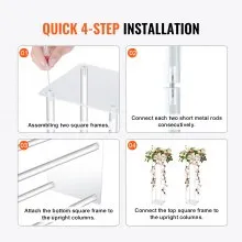 VEVOR 10PCS 23.6inch/60cm High Wedding Flower Stand, With Acrylic Laminate,Acrylic Vase Column Geometric Centerpiece Stands, Floral Display Rack for T-Stage Events Reception, Party Decoration Home