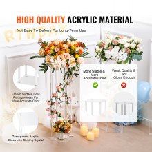 VEVOR 10PCS 23.6inch/60cm High Wedding Flower Stand, With Acrylic Laminate,Acrylic Vase Column Geometric Centerpiece Stands, Floral Display Rack for T-Stage Events Reception, Party Decoration Home
