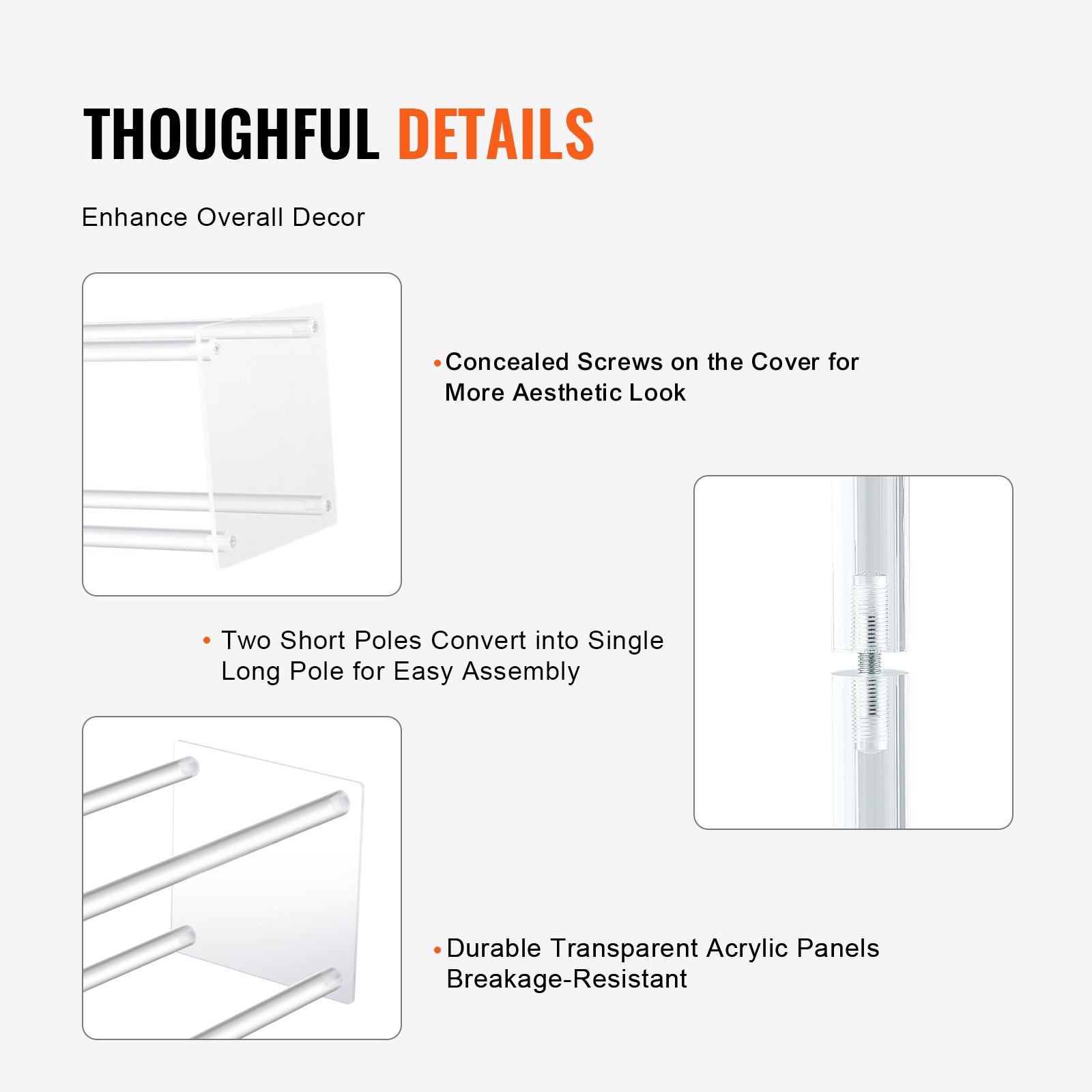 VEVOR 10PCS 23.6inch/60cm High Wedding Flower Stand, With Acrylic Laminate,Acrylic Vase Column Geometric Centerpiece Stands, Floral Display Rack for T-Stage Events Reception, Party Decoration Home