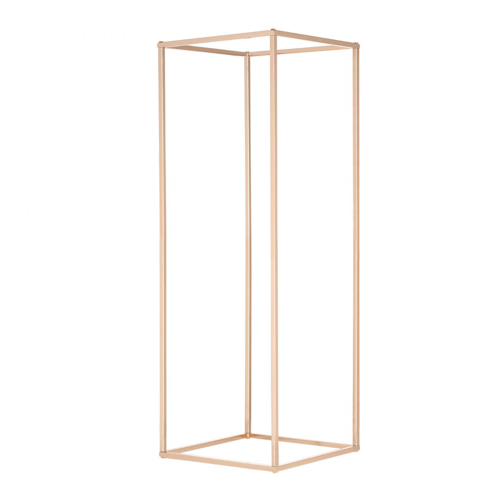 VEVOR 2PCS 31.5inch/80cm High Wedding Flower Stand, Metal Vase Column Geometric Centerpiece Stands, Gold Rectangular Floral Display Rack for T-Stage Events Reception, Party Decoration Home