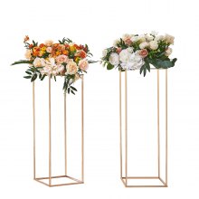 VEVOR 2PCS 31,5-palcový/80 cm vysoký svadobný stojan na kvety, kovový stĺpik s vázou, geometrický stredový stojan, zlatý obdĺžnikový kvetinový stojan na recepciu T-stage, párty dekorácia Domov