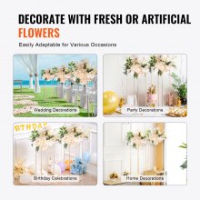 VEVOR 2PCS 31.5inch/80cm High Wedding Flower Stand, Metal Vase Column Geometric Centerpiece Stands, Gold Rectangular Floral Display Rack for T-Stage Events Reception, Party Decoration Home