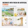 VEVOR 2PCS 31.5inch/80cm High Wedding Flower Stand, With Acrylic Laminate,Metal Vase Column Geometric Centerpiece Stands, Gold Rectangular Floral Display Rack for Events Reception, Party Decoration